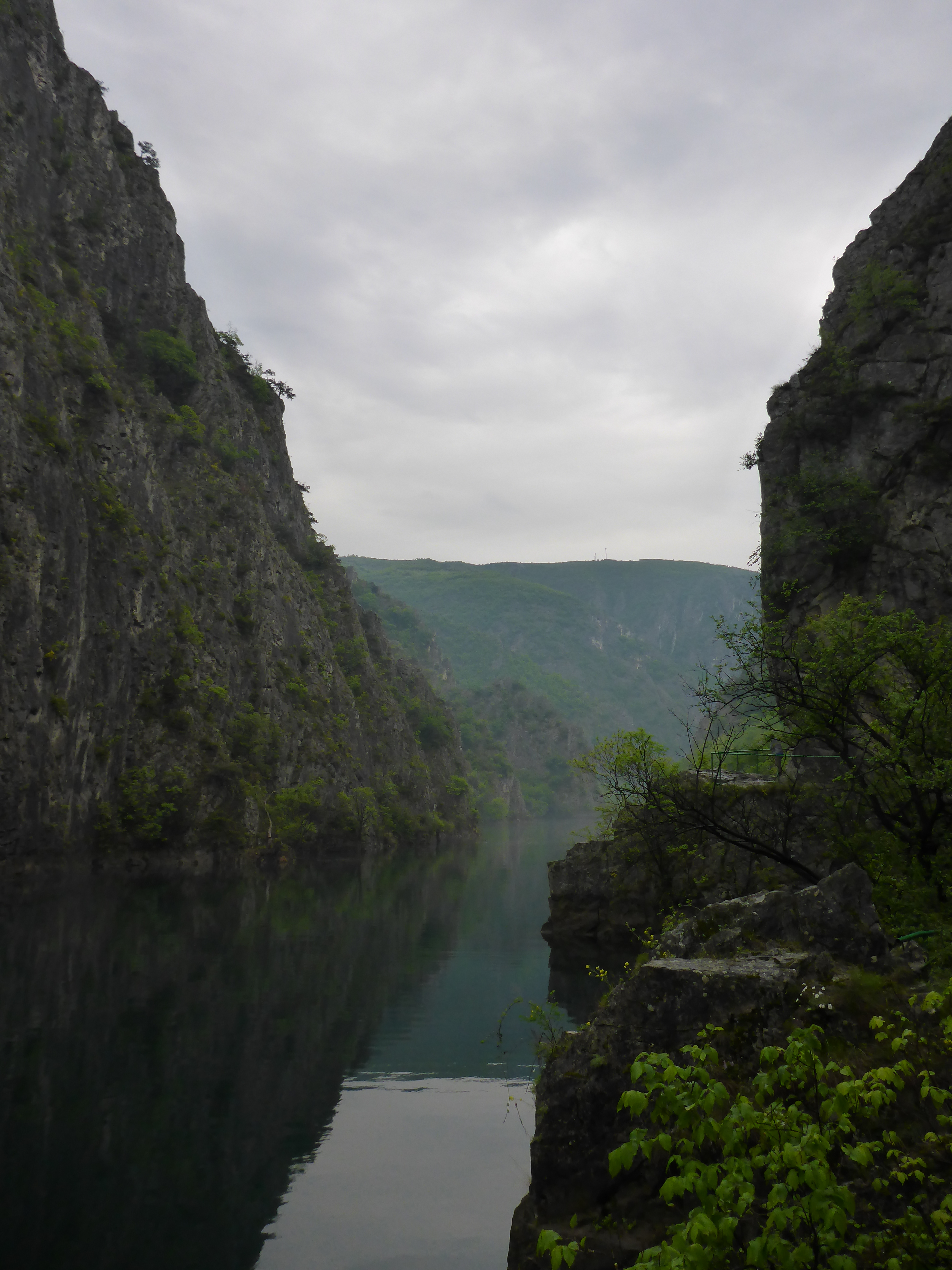 Steep green clad cliffs