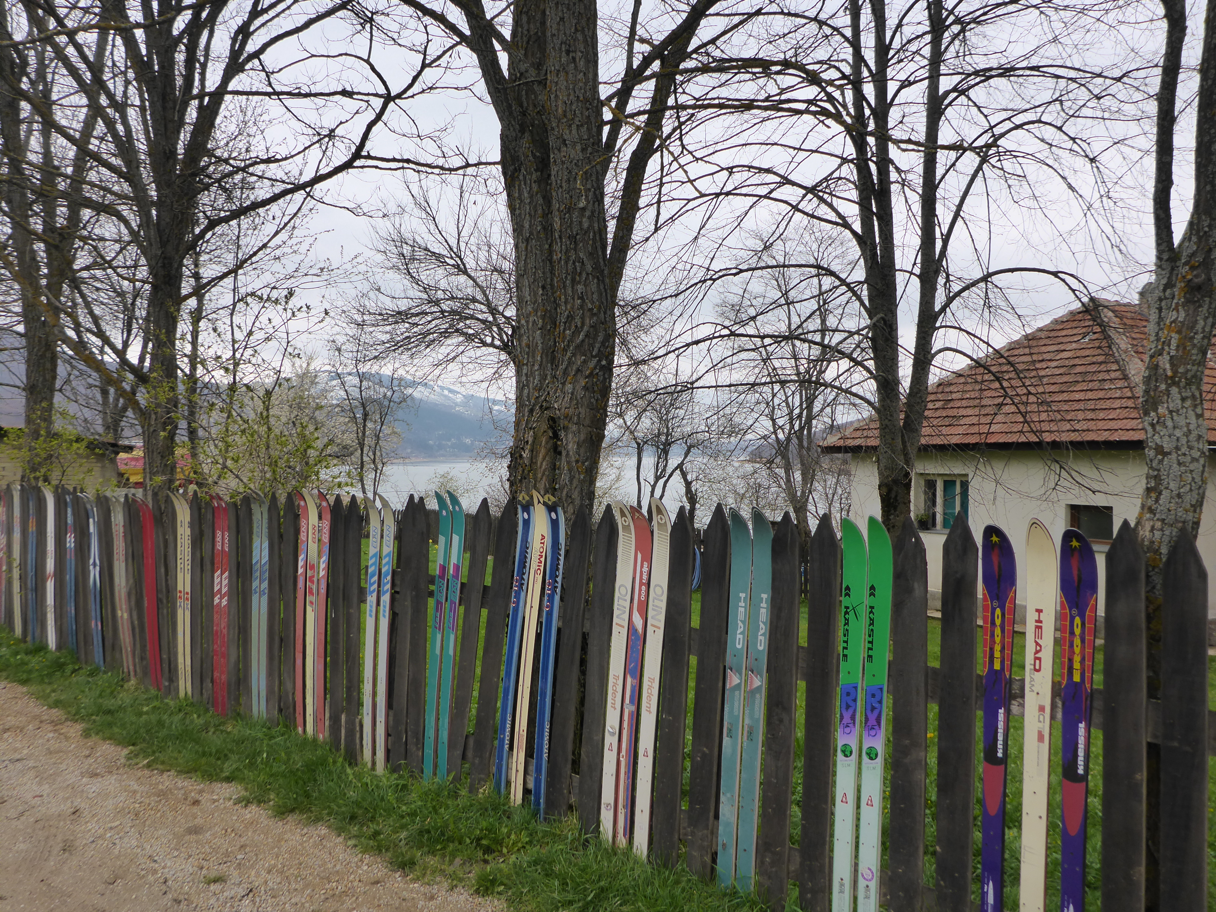 Fence in Mavrovo made by skis.