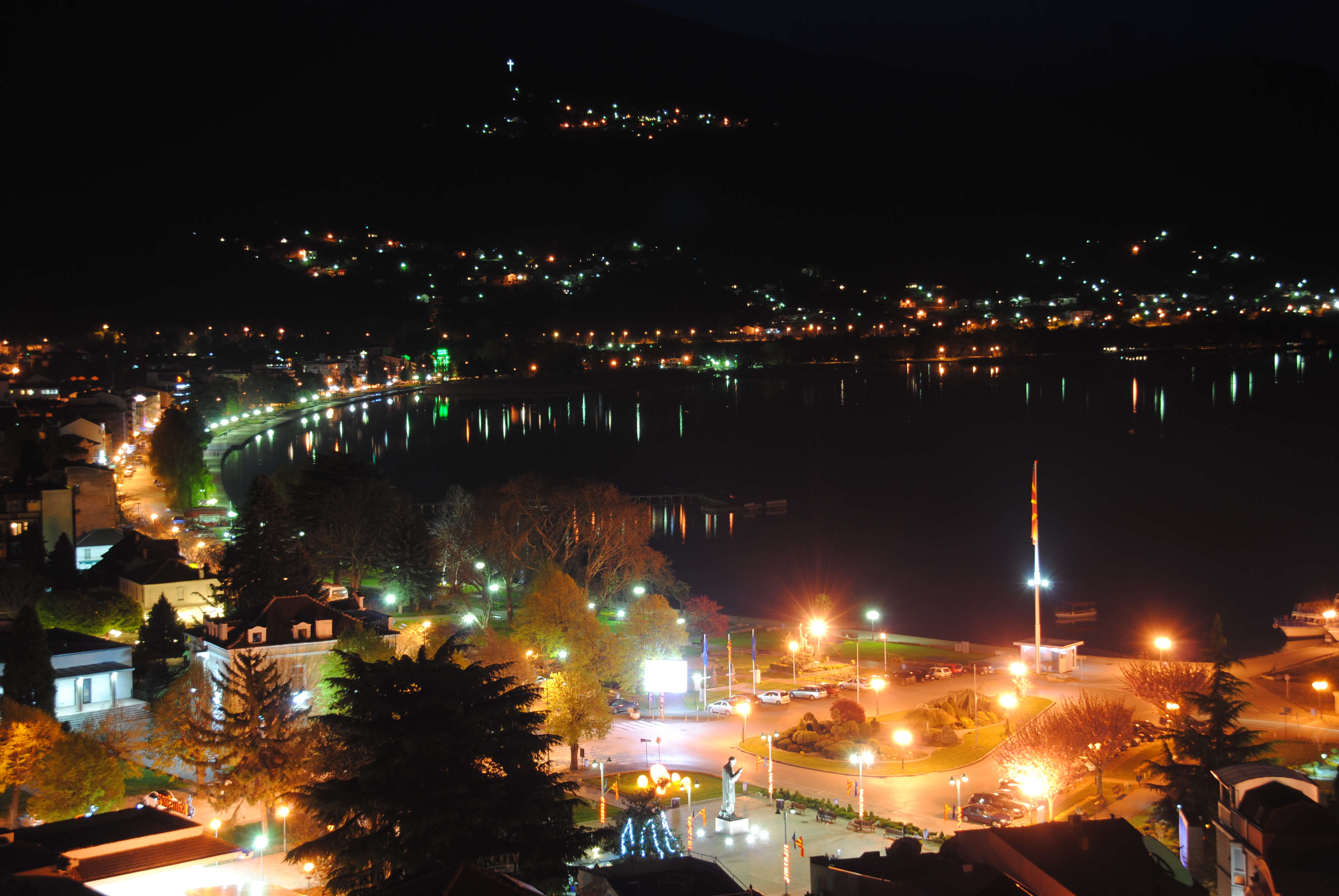 Ohrid harbour by night