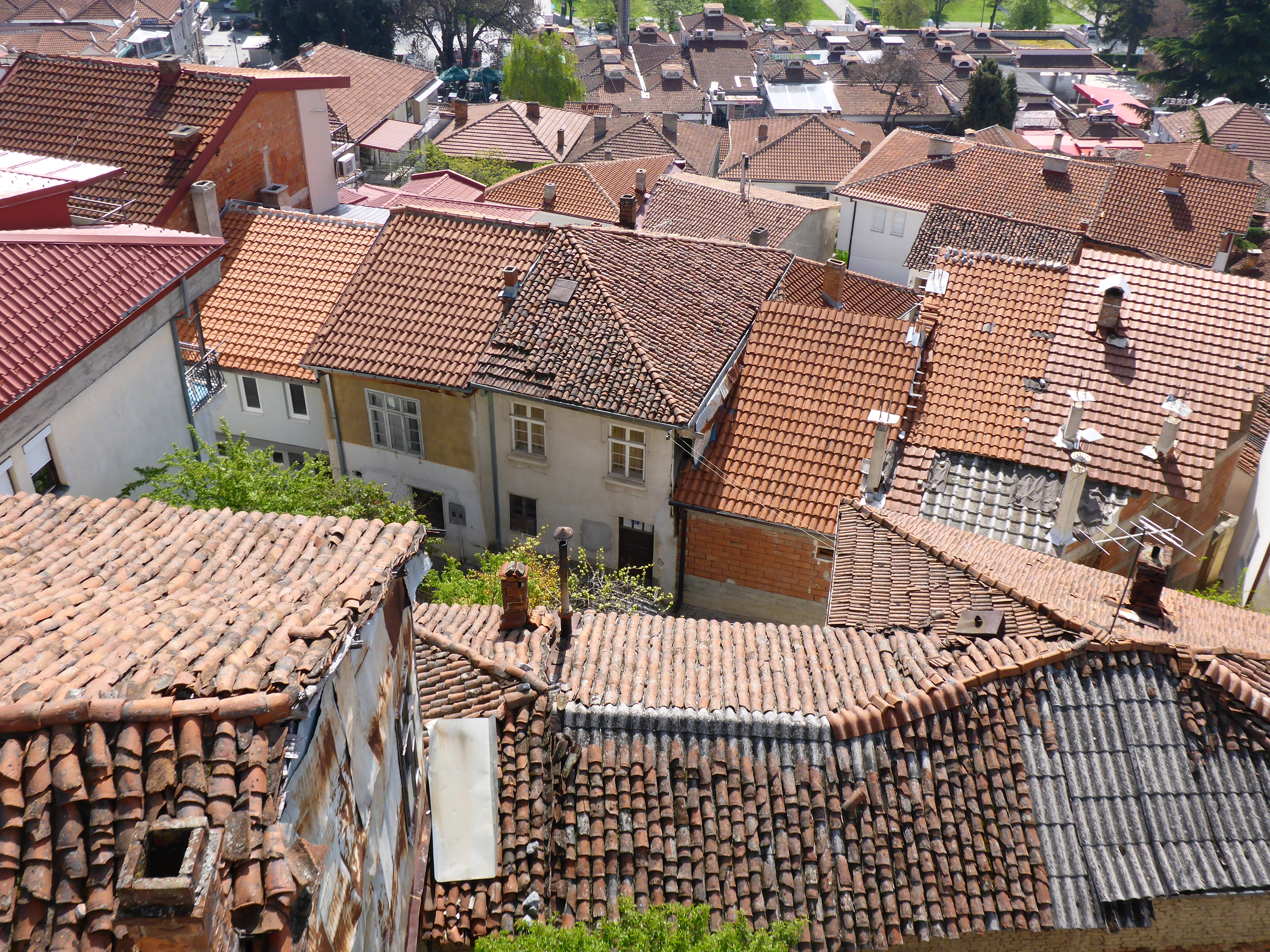Many red roofed houses.