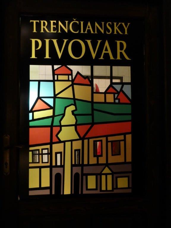 Stained glass window at Trenčiansky pivovar Lanius in Trencin
