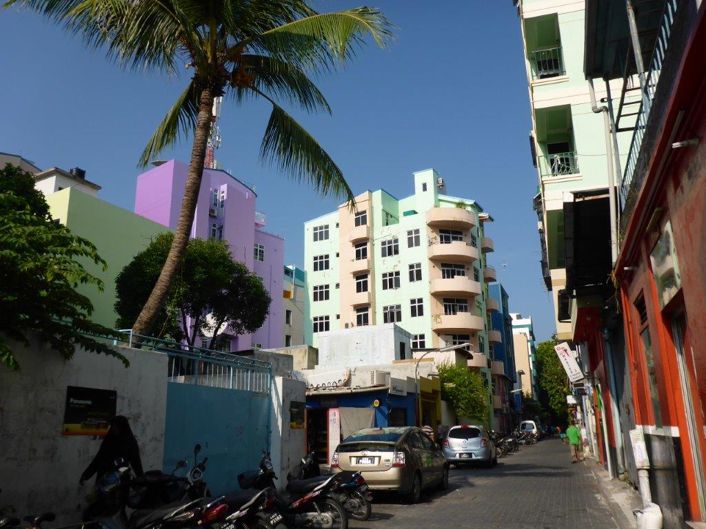 Colourful houses in Male in the Maldives