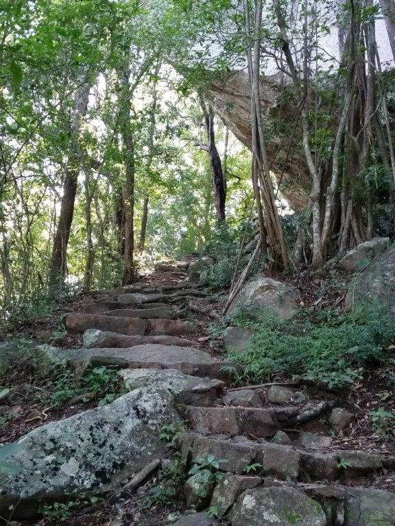 Stone steps leadig to the top of Pidurangala Rock.