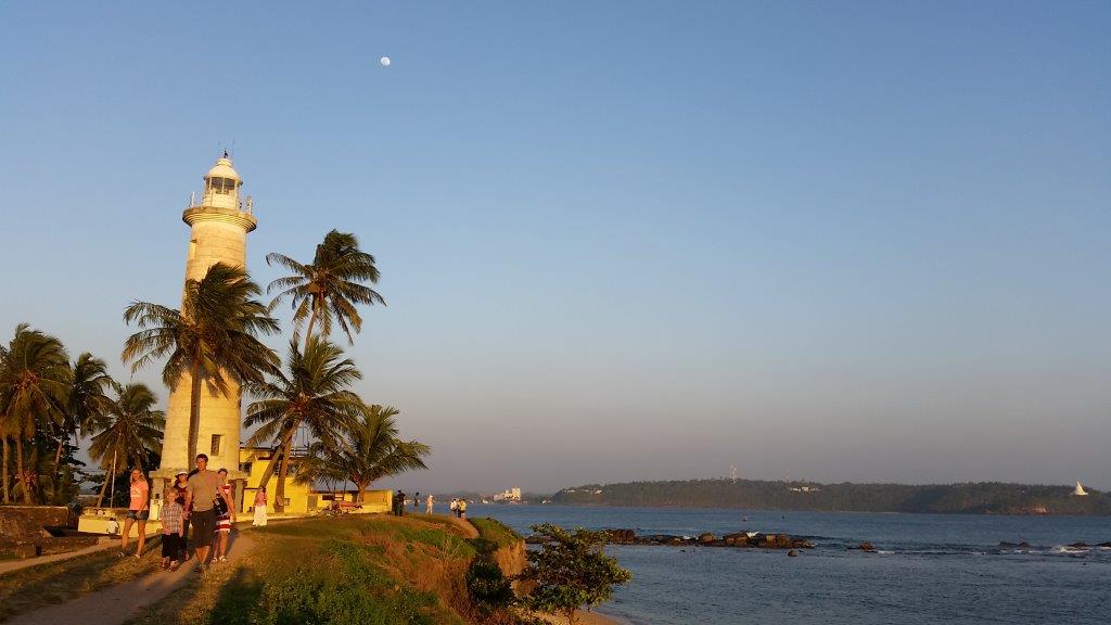 The promenade from Galle lighthouse during sunset