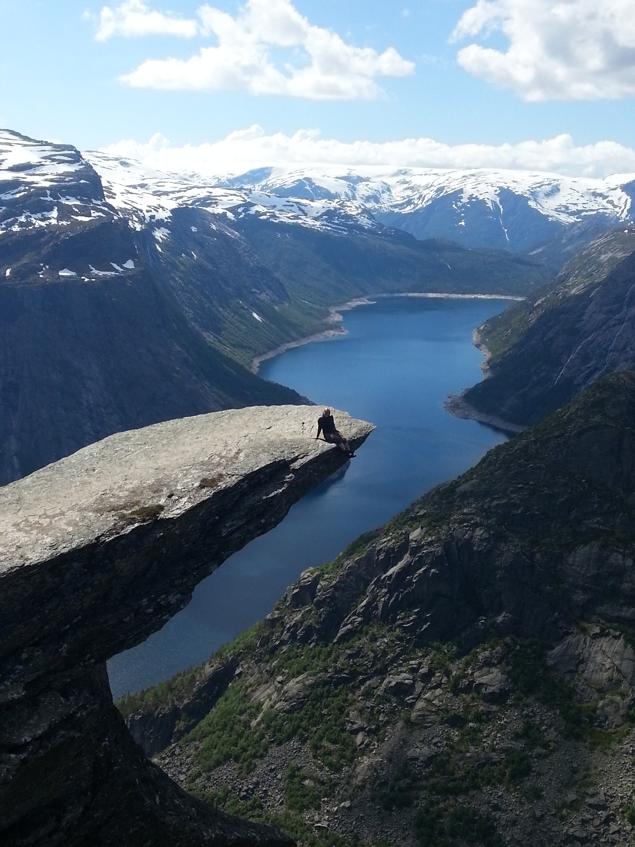At Trolltunga (Troll's tongue) in Hardanger in Norway