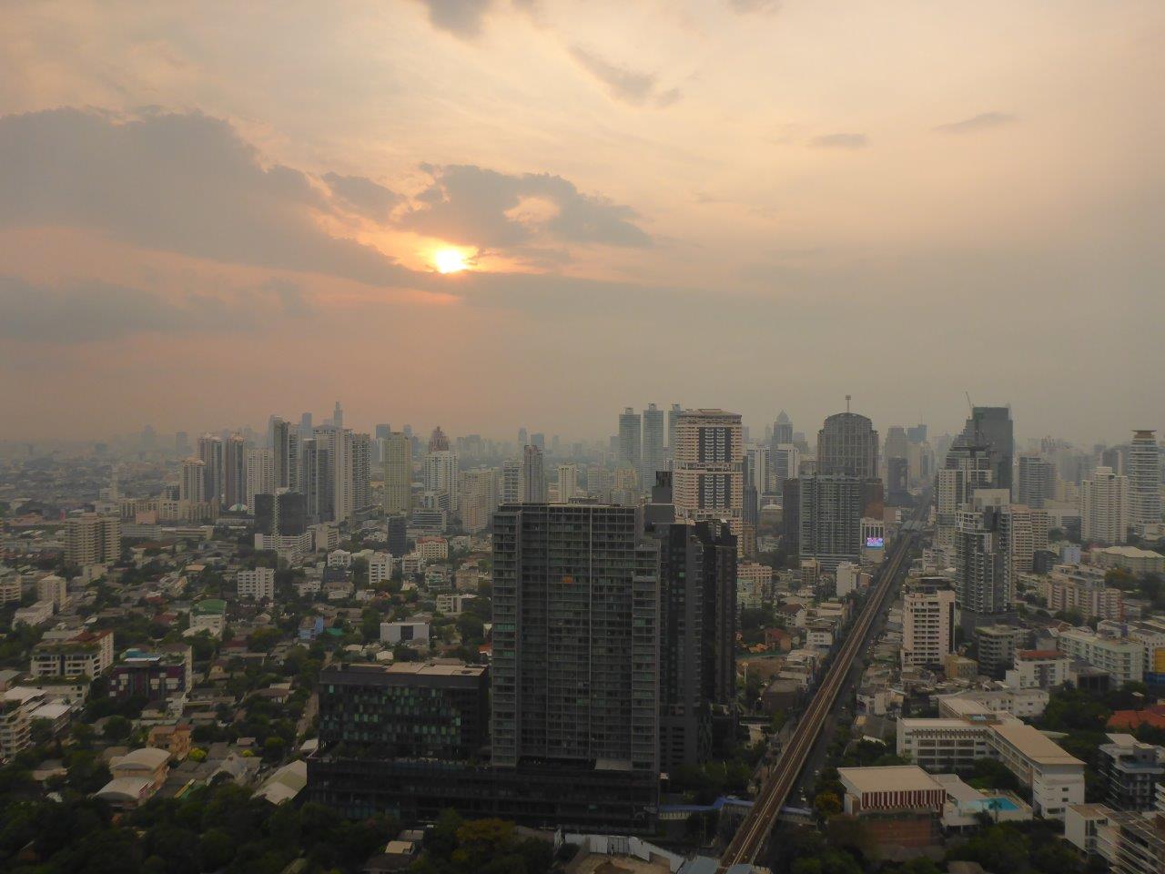 Sunset in Bangkok seen from Octave Rooftop Lounge & Bar at the Bangkok Marriott Sukhumvit