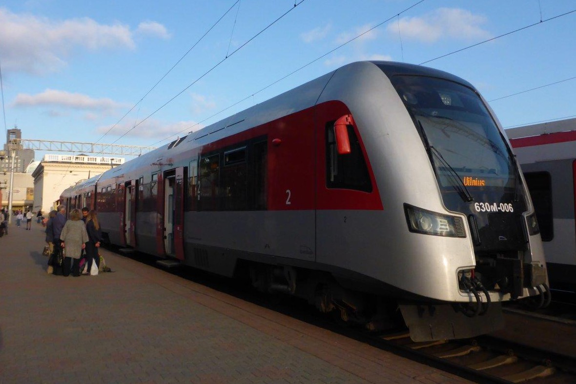 The train from the train station in Minsk to Vilnius