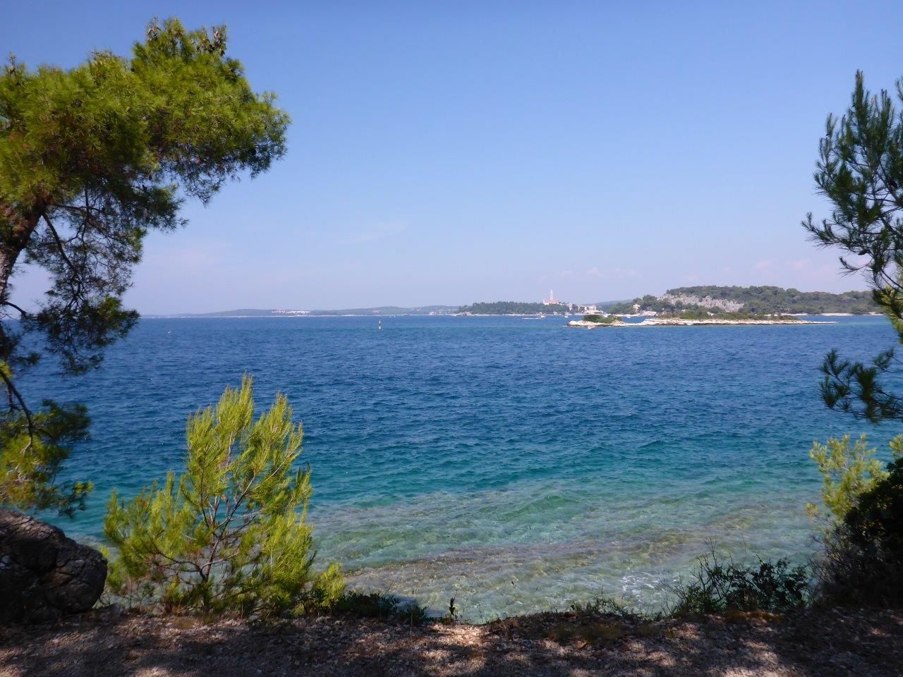 One of the more private spots to swim at Red Island outside Rovinj, Croatia