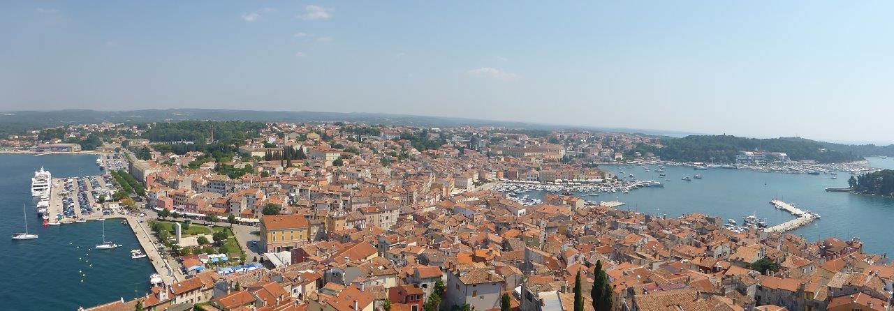 Panorama view from Saint Euphemia Cathedral in Rovinj, Croatia