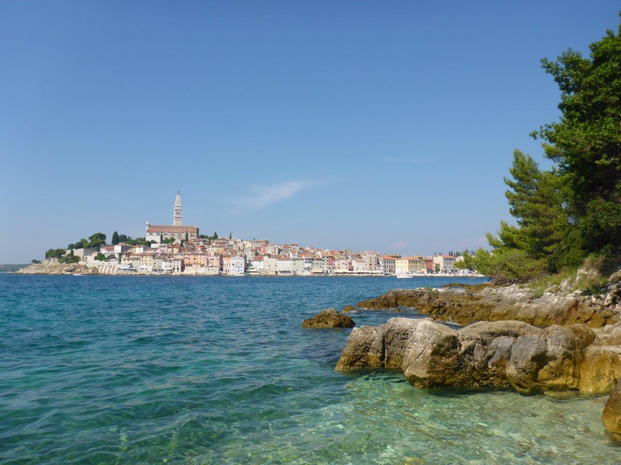 The fantastic view of Rovinj seen from the island of St. Katarina