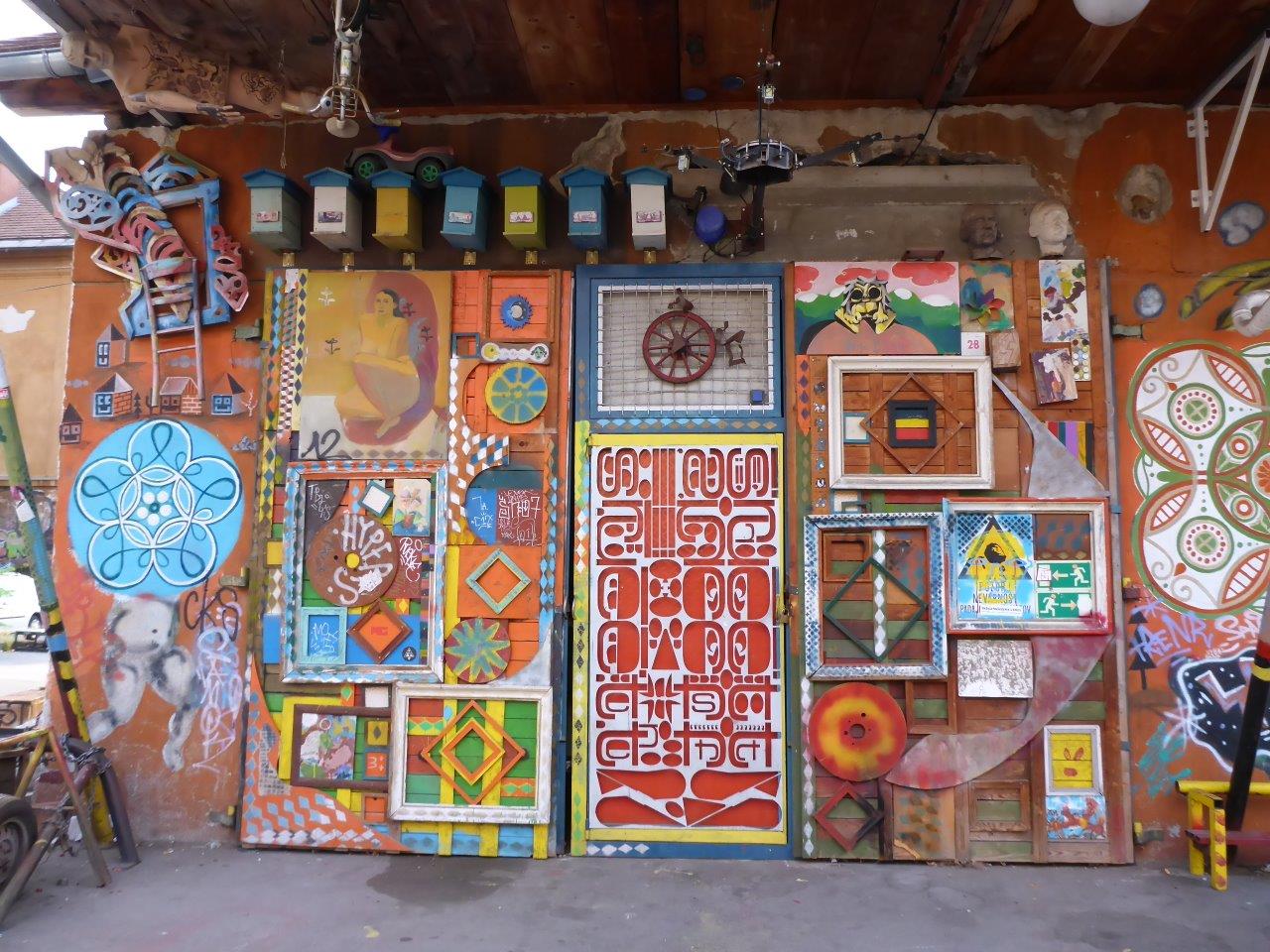 Details on the houses in the Metelkova area by Hostel Celica in Ljubljana, Slovenia