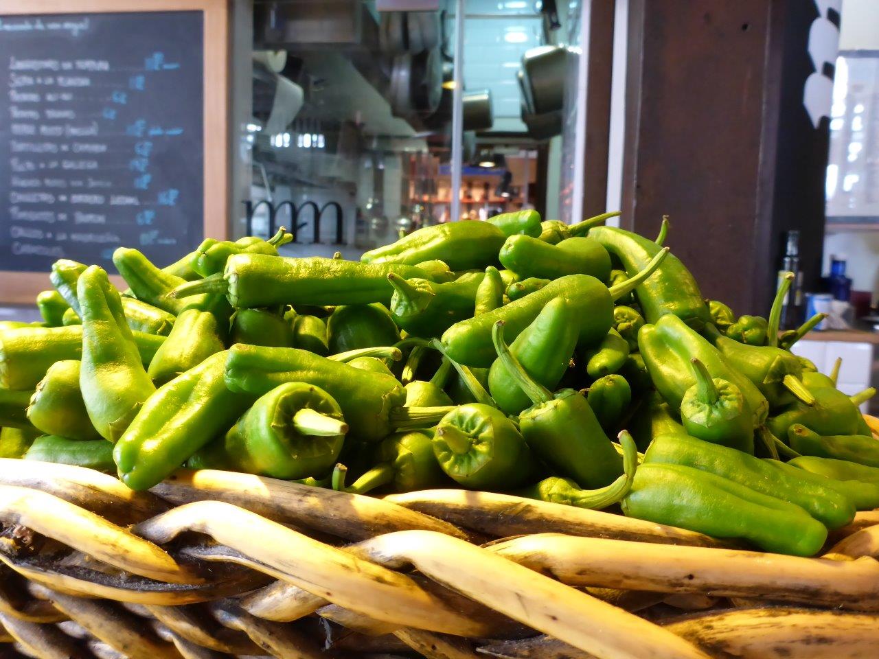 Pimientos at Mercado San Miguel. Madrid, Spain.