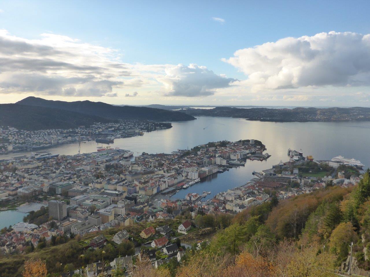 Beautiful view of Bergen from Mt. Fløyen. Norway