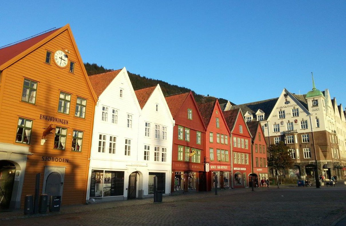 Bryggen in Bergen a beautiful autumn day! Norway