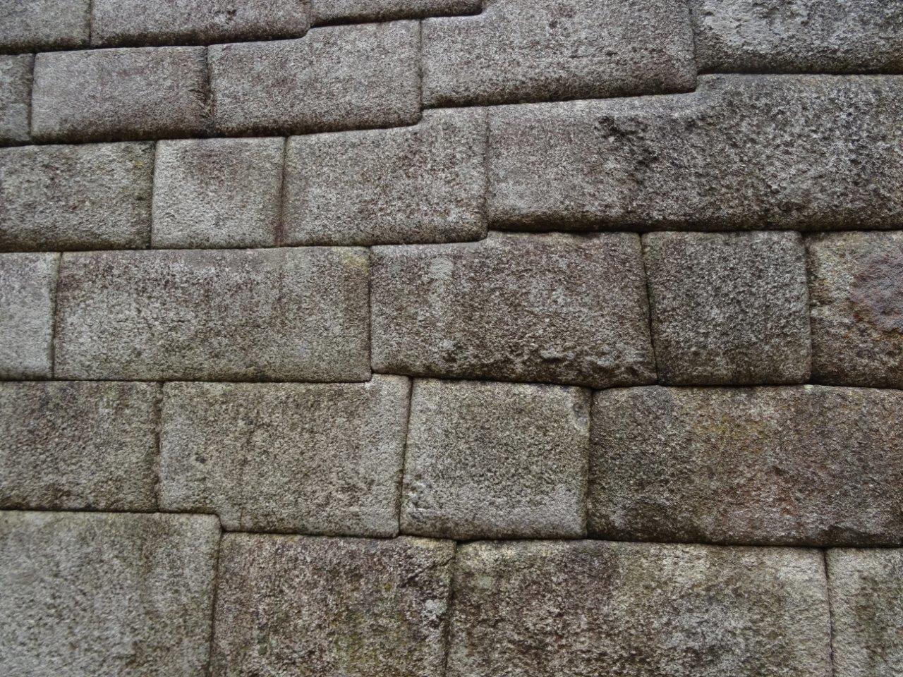 Perfectly fitted stone wall at Machu Picchu, Peru.