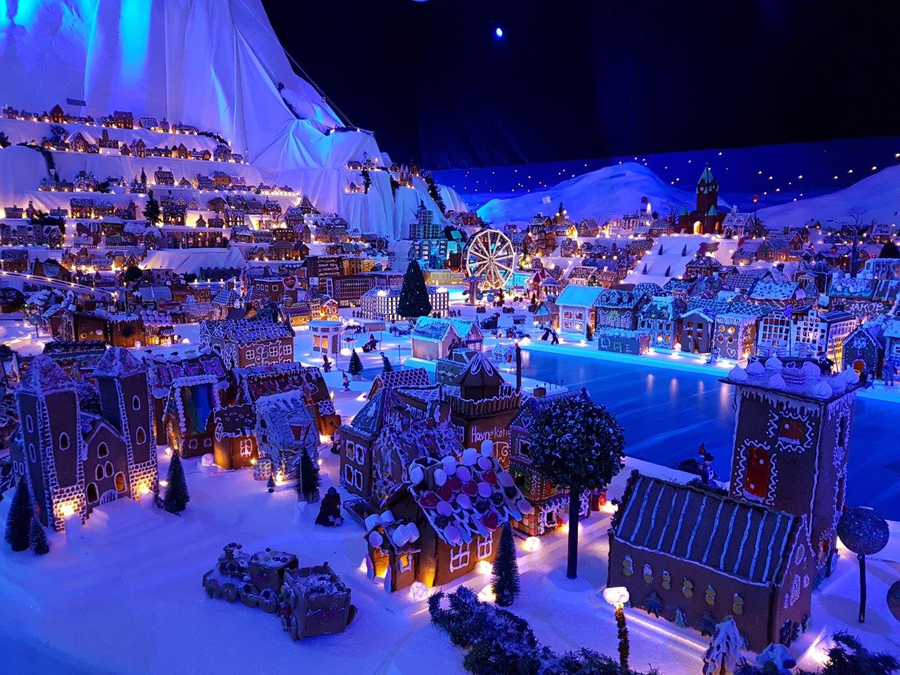 Rosenkrantz Tower and St. Mary's Church. The worlds largest Gingerbread Town in Bergen, Norway