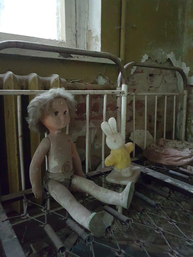 Toys in one of the abandoned kindergarten. Kopachi village. Chernobyl, Ukraine.