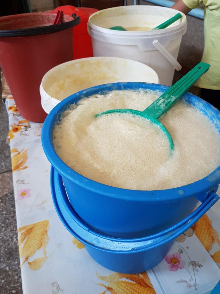 Bozo - fermented corn. Osh Bazaar. Food tour in Bishkek, Kyrgyzstan