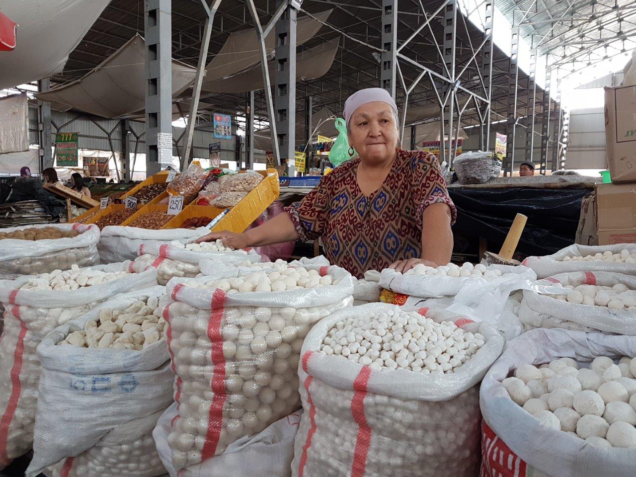 Kurut. Osh Bazaar. Food tour in Bishkek, Kyrgyzstan