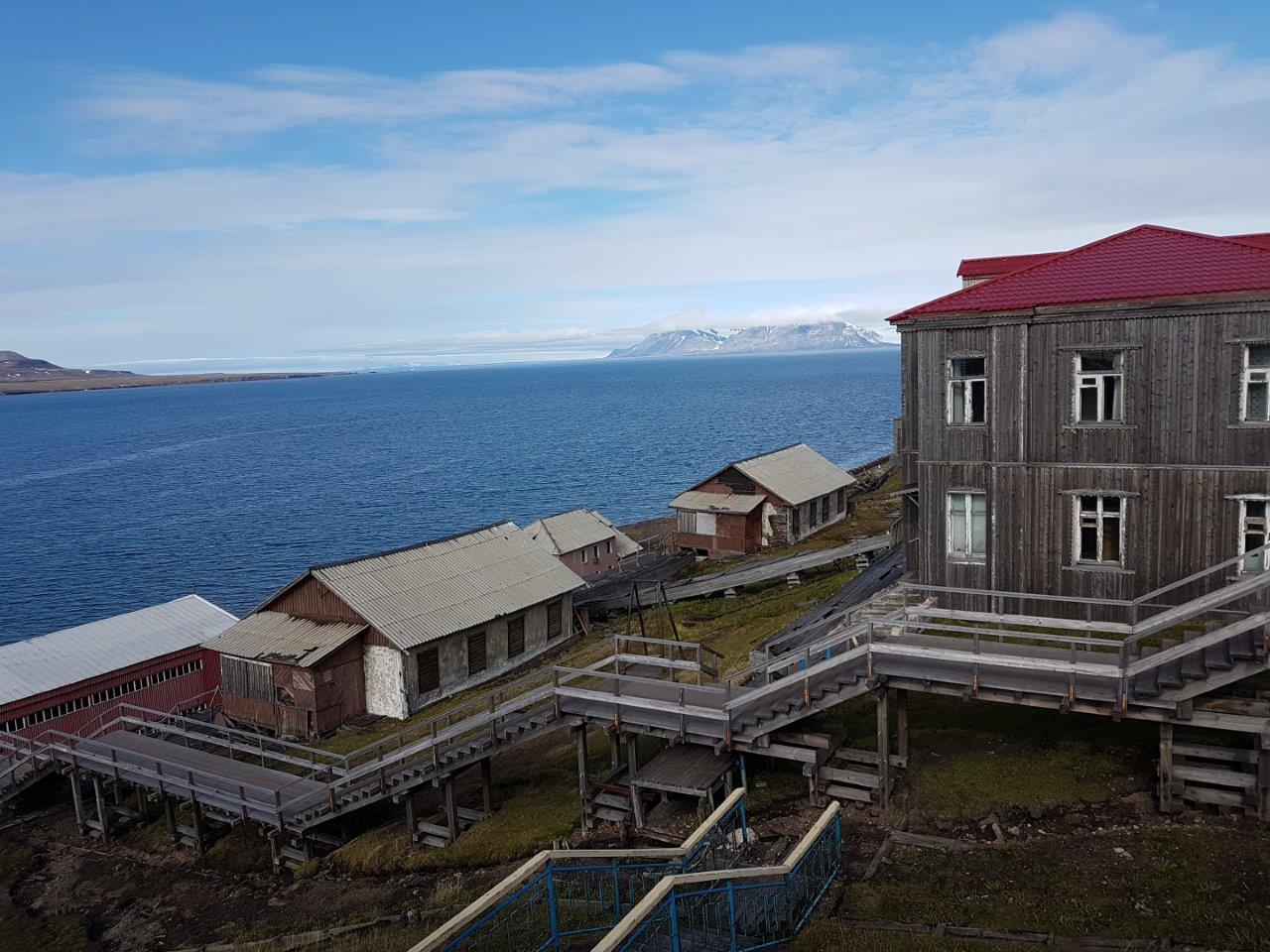 Stairs from the harbor to the settlemet in Barentsburg, Svalbard, Norway.