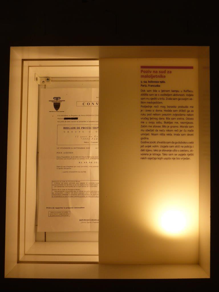 The police report after a rape at a summer camp. One of the items at the Museum of Broken Relationships. Zagreb, Croatia.